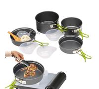 Ensemble de cuisine de camping | Mini kit de cuisine portable avec casseroles et poêles empilables, poignée pliable : cuisinier extérieur léger pour randonnée, randonnée, camping-car, chambre, voyage