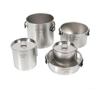 Ensemble de cuisine en acier inoxydable 304 comprenant une grande casserole, une petite casserole, une poêle et des tasses pour les repas en plein air