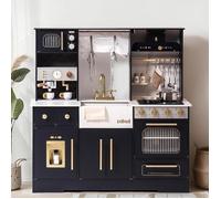 Ensemble de cuisine en bois pour enfants - ROBOTIME - ROBUD - Noir - Four, machine à glaçons et machine à café - Dès 3 ans