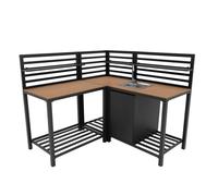 Ensemble de Cuisine Extérieure 3 Pièces en Aluminium & Bois Évier Unité d’Angle