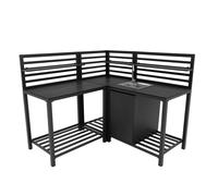 Ensemble de Cuisine Extérieure 3 Pièces en Aluminium & Évier Unité d’Angle