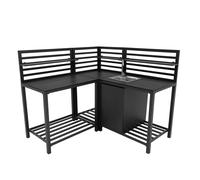 Ensemble de Cuisine Extérieure 3 Pièces en Aluminium & Évier Unité d’Angle