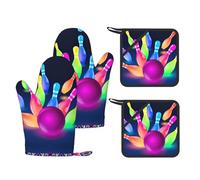 Ensemble de cuisine imprimé boules de bowling avec gants de cuisine résistants à la chaleur et maniques antidérapants pour la cuisine quotidienne