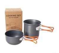 Ensemble de cuisine léger essentiel pour le camping sans aluminium avec fonctions d'économie d'espace (poignée orange)