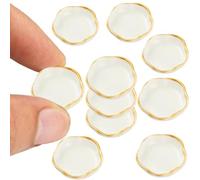 Ensemble de cuisine miniature 10 pièces, assiettes en résine, accessoires à l'échelle 1/12, blanc avec bordure dorée, plats ronds, décoration de meubles miniatures, ornement pour cuisine vintage, sal