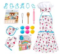 Ensemble De Cuisine Pour Enfants De 3 Ans, 20 Pièces, Avec Tablier, Chapeau, Spatule, Costume De Chef, Avec De Vrais Outils De Cuisine