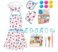Ensemble De Cuisine Pour Enfants De 3 Ans, 20 Pièces, Avec Tablier, Chapeau, Spatule, Costume De Chef, Avec De Vrais Outils De Cuisine
