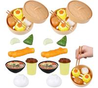 Ensemble de Cuisine pour Enfants, Vraie Cuisine, 2 Ensembles de Jouets Alimentaires pour Enfants, Jouets en Plastique Dim Sum Chinois, Petit-déjeuner Chinois réaliste, Jeu Simulation pour Le Petit