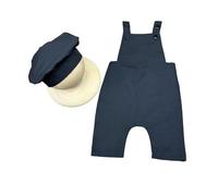 Ensemble de cuisine pour nouveau-né avec bretelles en polyester respirant et chapeau réglable facile à nettoyer Portrait Tenue nouveau-né Costume de cuisinier en polyester