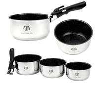 ENSEMBLE DE CUISSON 3 casseroles avec poignées amovibles 1,6 l 2,2 l 3,1 l ACIER INOXYDABLE
