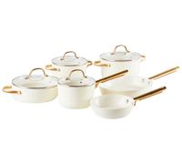 Ensemble de Cuisson 4 Casseroles et 2 Poêles à Frire Revêtement Céramique Blanc