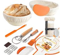 Ensemble de cuisson du pain 10 pièces Comprend 2 plaques de cuisson à pain, verre fermenté, grattoir à pâte, balai à pâte danois, couteau, brosse et couteau de croissance, tranches