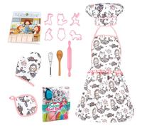 Ensemble De Cuisson Pour Enfants, 14 Pièces, Ensemble De Cuisson Pour Enfants, Rose, Ensemble De Fabrication De Gâteaux, Avec Tablier De Chapeau De Chef, Jeu De Rôle De Cuisine Pour Enfants