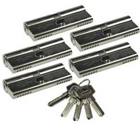 ChiliTec Jeu de cylindres de serrure 5x 80mm (40+40mm) avec 5 clés