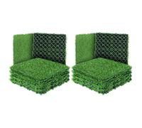 Ensemble de Dalles de Gazon Artificiel Emboîtables, 11,81 X 11,81 Pouces | Support en Caoutchouc Auto-drainant, Hauteur de Pile de 1,18 Pouces, Carrés de Faux Gazon pour Décoration de Sol de Patio
