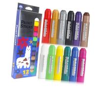 Ensemble de de bâtons de dessin colorés, 12 bâtons de peinture de couleur avec un design à capuchon portatif et 3, 50 pouces de longueur pour les projets d ' art et d ' affichage de croquis