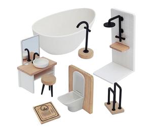 Ensemble De De Meubles Miniatures - Ensemble D'accessoires De Sa Lle De Ba in en Bois PP | Mini Jouet De Sall E De Réaliste, Lavabo De Toilette, Douche pour,