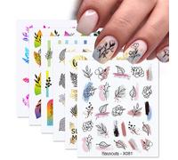 Ensemble De Décalcomanies Abstraites Pour Les Ongles",Décalcomanies Pour Le Visage,Encre Noire,Lettres En Fleurs,Autocollants À L'eau,Fleurs,Cuir Chevelu,Interconnexion,Papillon,"Na - Type 6pcs Set 7