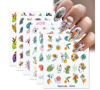 Ensemble De Décalcomanies Abstraites Pour Les Ongles",Décalcomanies Pour Le Visage,Encre Noire,Lettres En Fleurs,Autocollants À L'eau,Fleurs,Cuir Chevelu,Interconnexion,Papillon,"Na - Type 6pcs Set 3