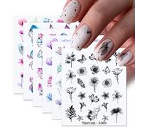 Ensemble De Décalcomanies Abstraites Pour Les Ongles",Décalcomanies Pour Le Visage,Encre Noire,Lettres En Fleurs,Autocollants À L'eau,Fleurs,Cuir Chevelu,Interconnexion,Papillon,"Na - Type 6pcs Set 6