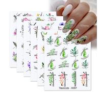 Ensemble De Décalcomanies Abstraites Pour Les Ongles",Décalcomanies Pour Le Visage,Encre Noire,Lettres En Fleurs,Autocollants À L'eau,Fleurs,Cuir Chevelu,Interconnexion,Papillon,"Na - Type 6pcs Set 5