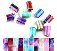 Ensemble De Décalcomanies Adhésives Holographiques Pour Ongles, Dégradé De Vision Ciel Étoilé, Feuilles Holographiques, Transfert De Gel/Couche De Base Nécessaire