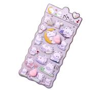 Ensemble de décalcomanies animées - Impressions d'icônes gonflées, marques en relief humoristiques, emblèmes décoratifs fantaisie, collection d'autocollants dimensionnels de personnages de la faune