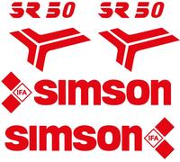 Ensemble de décoration 4 pièces, Rouge - pour Simson SR50