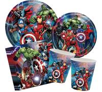 Ensemble de décoration d'anniversaire Happy Avengers, thème super-héros Marvel, gobelets, assiettes, ballons, bannière, sacs cadeaux, fournitures de fête pour enfants Number Balloon 5