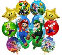 Ensemble de décoration d'anniversaire sur le thème du dessin animé, 10 ballons d'anniversaire pour enfants, Comprenant un ballon rond, Une étoile à cinq branches et un ballon humain
