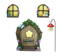 Ensemble de décoration d'arbre phosphorescent en résine comprenant 4 portes féériques pour accrocher sur des arbres extérieurs ou exposer dans des conteneurs et des arrangements de jardin