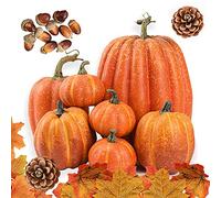 Ensemble de décoration d'automne, citrouille artificielle de grande taille, feuilles d'érable, pommes de pin, glands pour utilisation de couronne d'automne, décoration de fête de Table d'automne