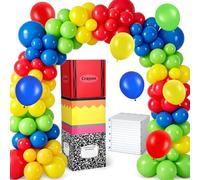 Ensemble de décoration de 115 pièces pour la rentrée scolaire, kit d'arche de ballons arc-en-ciel, carnet de notes, crayon, boîte à ballons pour salle de te de maternelle, remise de diplôme