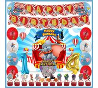 Ensemble de décoration de fête d'anniversaire sur le thème de Dumbo, ballons en latex, bannière, toile de fond, décorations de gâteau, fournitures de fête, cadeaux pour baby shower Balloon-8
