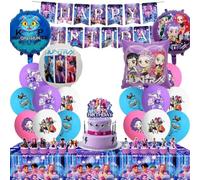 Ensemble de Décoration de Fête de 47 Pièces pour Anniversaires d'Enfants - Set Complet d'Ornements d'Anniversaire avec Ballons, Bannière Joyeuse et Toppers pour Gâteau Mignons