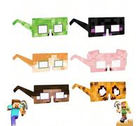 Ensemble de décoration de fête thème Minecraft - Lunettes, serre-tête du monde des pixels, Steve, Alex, convient pour l'anniversaire, Halloween, fête de Noël, décoration de Noël, cadeau de Noël pour l