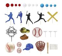 Ensemble de décoration de gâteau d'anniversaire du joueur de baseball | Supplies de fête à thème sportives uniques pour les garçons, filles, hommes | Toppers Figurine, équipement de balle, con