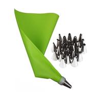 Ensemble de décoration de gâteaux 26 pièces: douilles en acier inoxydable, poches à douille en EVA Compatible with la crème au beurre et la cuisson de biscuits(Groen)