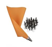 Ensemble de décoration de gâteaux 26 pièces: douilles en acier inoxydable, poches à douille en EVA Compatible with la crème au beurre et la cuisson de biscuits(Oranje)