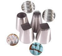 Ensemble de décoration de gâteaux géants 4 pièces - Douilles carrées et rondes extra larges for meringues, biscuits et crèmes