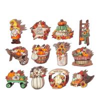 Ensemble de décoration de GNOME et de Citrouille d'automne en Bois de 12 pièces | Ornements Suspendus sur Le thème de l'automne pour la décoration intérieure Suspension Luminaire (Orange, 8X8X2CM)