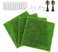 Ensemble de décoration de jardin miniature : meubles de maison de poupée avec bancs, lampadaires et ornements de pelouse pour un micro-aménagement paysager