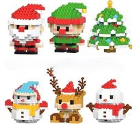 Ensemble de décoration de Noël 2026 - Mini blocs de construction de vacances - Figurine à faire soi-même - Cadeau de Noël (4 pièces - Cloche coffret cadeau arbre de cottage)