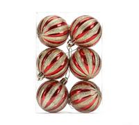 Ensemble de décoration de Noël avec six boules en plastique étincelantes, léger et équipé de cordes pré-nouées, parfait pour un arbre, une fête ou une décoration d'intérieur pendant la saison (CJ189)