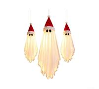 Ensemble de décoration de Noël lumineux, 3 figurines à suspendre en rouge | Grand ensemble de décorations de Noël lumineuses en tissu, fantômes à suspendre, extérieur, cour, décoration effrayante