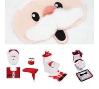 Ensemble de décoration de salle de bain de Noël : tapis réutilisable et lavable, housse de réservoir de mouchoirs, décoration festive plus maison pour toilettes rouges (vieil homme sans visage)