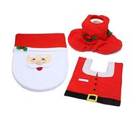 Ensemble de Décoration de Salle de Bain Père Noël Noël avec Housse de Siège de Toilette, Tapis, Couvercle de Réservoir avec Couvercle de Boîte de Papier Toilette, (Ensemble de