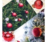 Ensemble de décoration de sapin de Noël avec 24 boules incassables, parfaites pour les vacances et les fêtes (rouge)