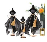Ensemble de décoration de statut de statue de sorcière d'Halloween - Centres de table en bois | Figurines de sorcières spooky pour la ferme de la ferme de vacances Décoration de salon de cuisine pour