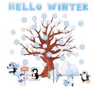 Ensemble de Décoration de Tableau Affichage d'hiver, 84pcs Découpe Hiver pour Tableau Affichage Décoration de Tableau Affichage Hello Winter pour Salle de Classe Maison Bureau Décoration